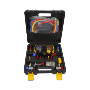 Manómetro de 4 vías con Accesorios para Gas refrigerante  R410A/ R32/ R134A/R22