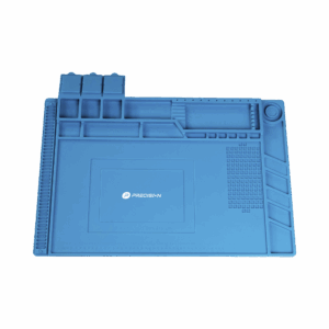 Tapete de silicona de 45 x 30 cm, resistente al calor con áreas magnéticas y de almacenamiento de componentes, ideal para la reparación de equipos y tarjetas electrónicas.