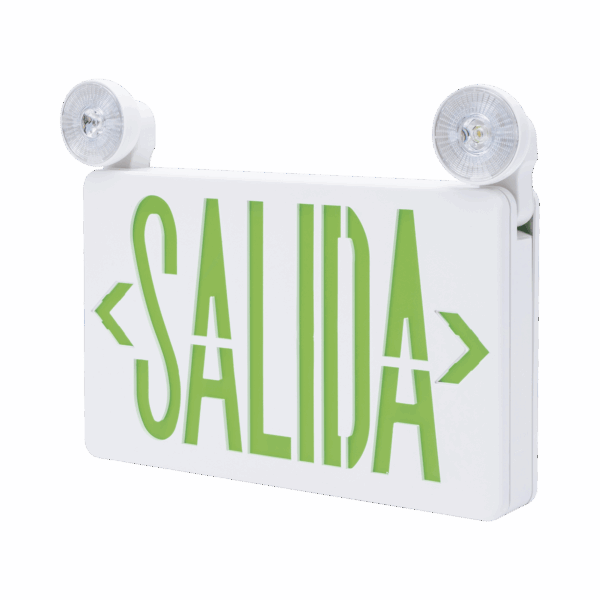 Letrero de Emergencia LED DUAL de SALIDA con Luz de Emergencia/Montaje Universal (pared, lateral o Techo)/Batería de Respaldo Incluida
