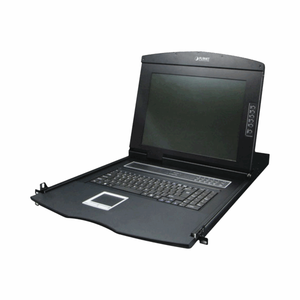 Switch KVM con Monitor de 17"con Teclado y Trackpad para Rack de 1U de Cuatro Postes, 8 Puertos VGA Para Acceder y Controlar Hasta 8 Computadoras Desde una Sola Consola