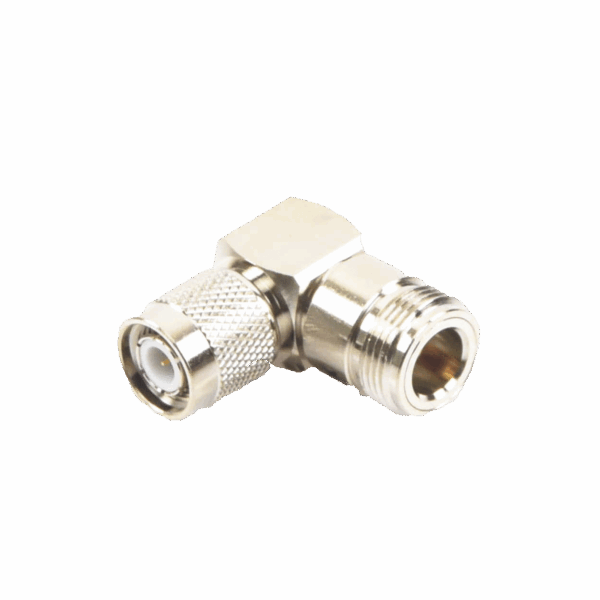 Adaptador en Ángulo Recto de Conector TNC Macho a N Hembra, Níquel/ Oro/ Teflón.