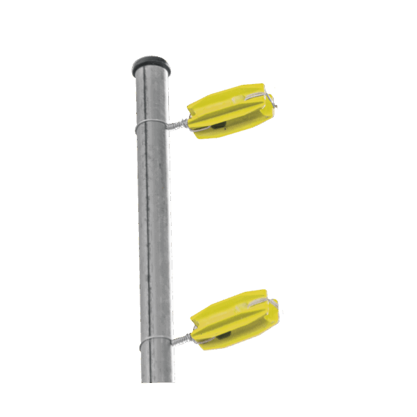 Aislador de color Amarillo  para postes de esquina de alta Resistencia con Anti UV de uso en cercos eléctricos