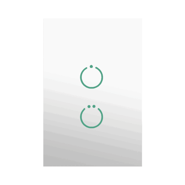 (ZWAVE) Interruptor On/Off panel táctil touch inalámbrico Zwave Plus 2 botones. No requiere cable neutro, Compatible con Hubitat HC8, Álula  M2M, otros
