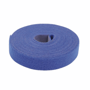 Cinta de Contacto Autoadherente Color Azul / 1.6 cm x 25 metros / Espalda con Espalda (Gancho y Bucle)