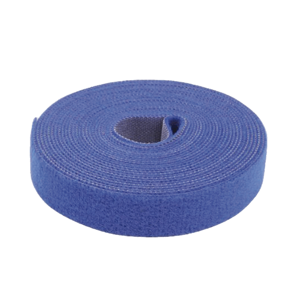 Cinta de Contacto Autoadherente Color Azul / 1.6 cm x 25 metros / Espalda con Espalda (Gancho y Bucle)