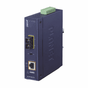 Convertidor de medios industrial PoE+ 1000BASE-LX a 10/100/1...