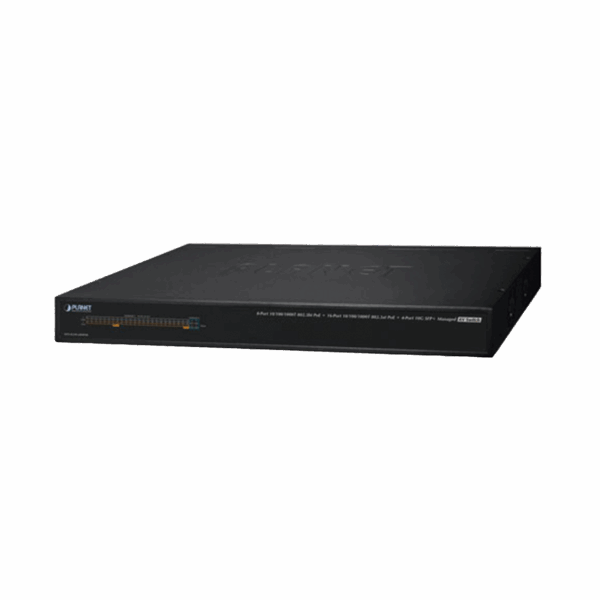 Switch AV Profesional para Integraciones Audiovisuales, , 8 Puertos PoE Gigabit 802.3bt, 16 Puertos PoE Gigabit 802.3at, 4 Puertos SFP 10 G, Hasta 450 W de Potencia