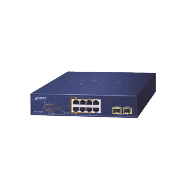 Switch PoE No Administrable de Escritorio, 2 Puertos Gigabit 802.3bt, 4 Puertos Gigabit 802.3at, 2 Puertos 10/100/1000, 2 Puertos SFP Gigabit.