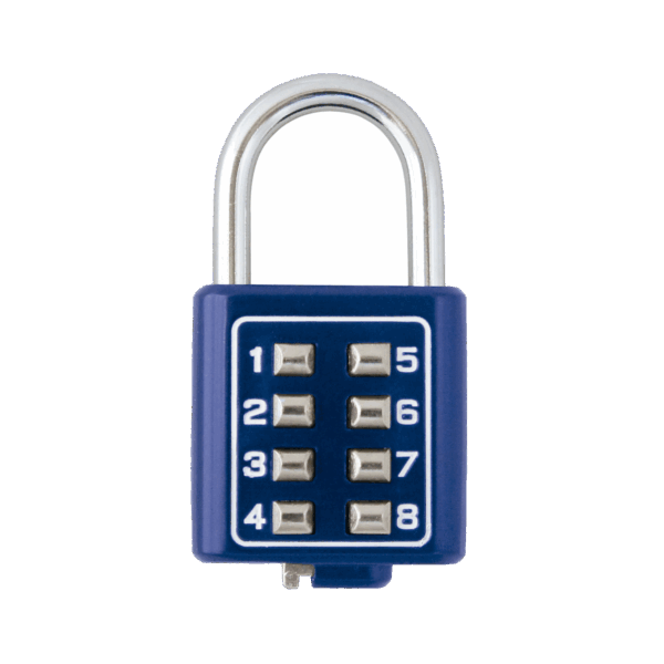 Candado Digital de Combinación M35 / No Requiere Llave / Combinación única integrada por 4 dígitos / Color Azul.