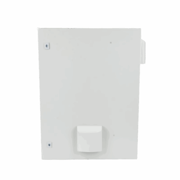 Gabinete Ventilado de Acero IP55 Uso en Exterior (400 x 600 x 250 mm) con Placa Trasera Interior Metálica y Compuerta Inferior Atornillable. Incluye Ventilador, Ventilas, filtros, Chapas y Llave T.