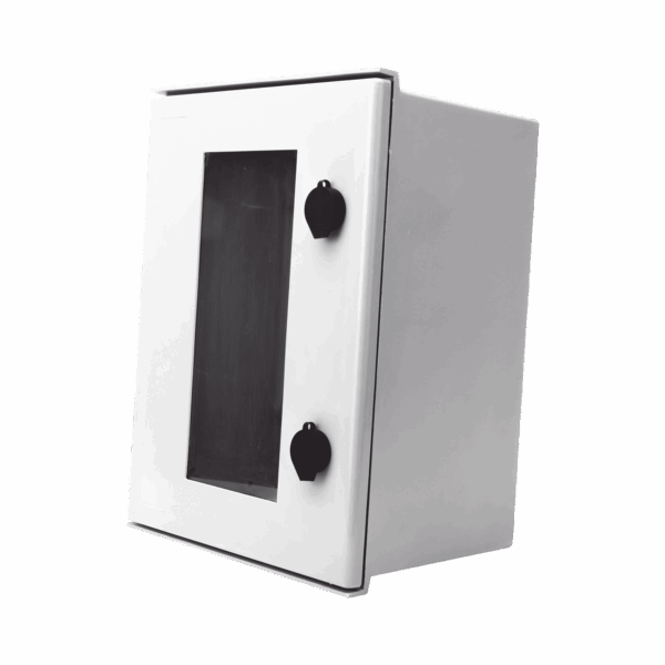 Gabinete de Poliéster IP65 Puerta Transparente, Uso en Intemperie (300 x 400 x 200 mm) con Placa Trasera Interior de Plástico (Incluye Chapa y Llave).