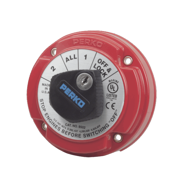 Switch Selector de Batería de Servicio Mediano con Bloqueo por Medio de Llave, para Sistemas Eléctricos Marinos