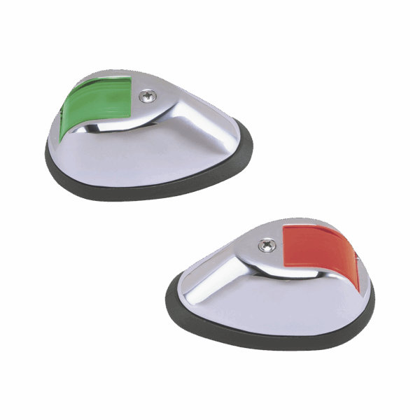 Set de Luces de Navegación Verticales en Carcasa Cromada en Color Rojo/Verde para Embarcaciones a Motor de Hasta 20 Metros