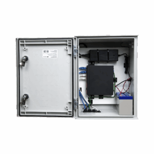 KIT de Gabinete de Poliéster (300 x 400 x 200 mm) + Controlador de Carga con Switch PoE (5) + Batería de 12V 7Ah