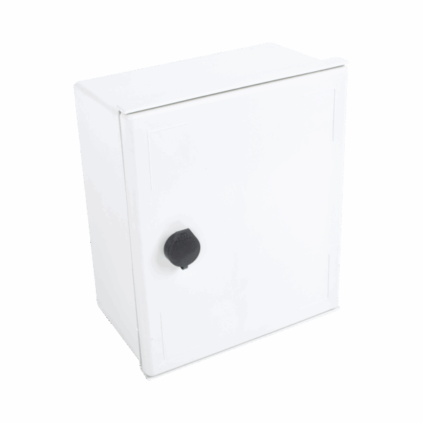 Gabinete de Poliéster IP65 Uso en Intemperie (250 x 300 x 140 mm) con Placa Trasera Interior de Plástico (Incluye Chapa y Llave).