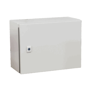 Gabinete de Acero IP66 Uso en Intemperie (400 x 300 x 300 mm) con Placa Trasera Interior Metálica y Compuerta Inferior Atornillable (Incluye Chapa y Llave T). Ideal para Centros de Carga y Tableros de Control.