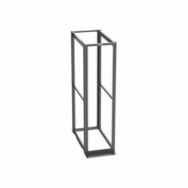Rack de Cuatro Postes Estándar de 19", Rieles Con Orificio Para Tuerca Enjaulada, Profundidad Máxima de 41.5 in, 45 Unidades de Rack, Color Negro
