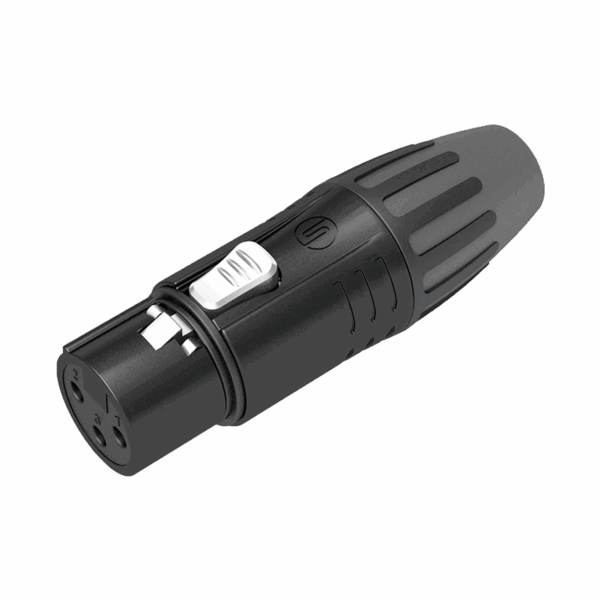 Conector XLR hembra | Carcasa Enchapada en Negro | Contactos Enchapados en Plata |