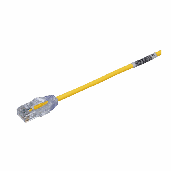Cable de Parcheo TX6, UTP Cat6, Diámetro Reducido (28AWG), Color Amarillo, 8in (20.2cm)