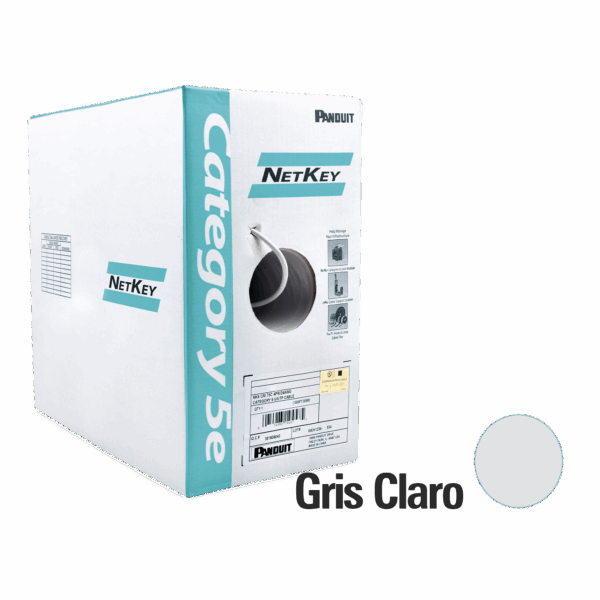Bobina de Cable UTP 305 m. de Cobre, NetKey, Gris Claro, Categoría 5e (24 AWG), PVC (CM), de 4 pares
