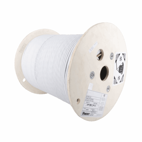 Bobina de Cable Blindado F/UTP de 4 Pares, Cat6A, Soporte de Aplicaciones 10GBase-T, LSZH (Libre de Gases Tóxicos), Color Blanco, 305m