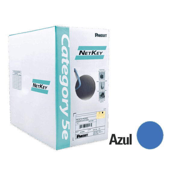 Bobina de cable UTP 305 m. de Cobre, NetKey, Azul, Categoría 5e (24 AWG), PVC (CM), de 4 pares