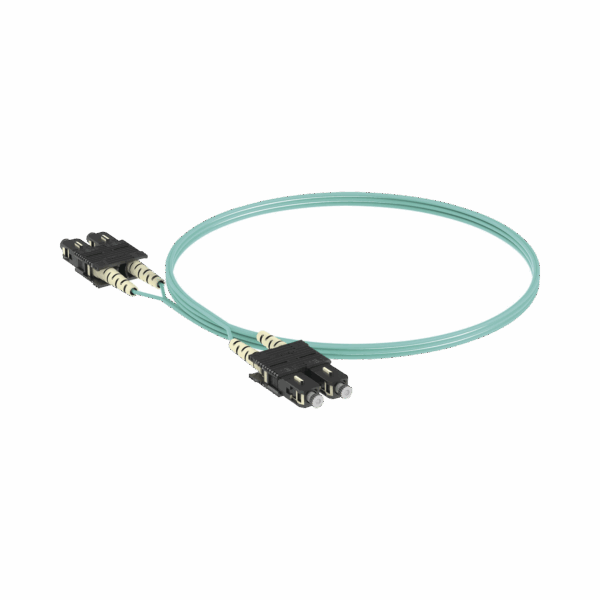 Jumper de Fibra Optica Multimodo 50/125 OM3, SC-SC Duplex, OFNR (Riser), Color Aqua, 3 Metros