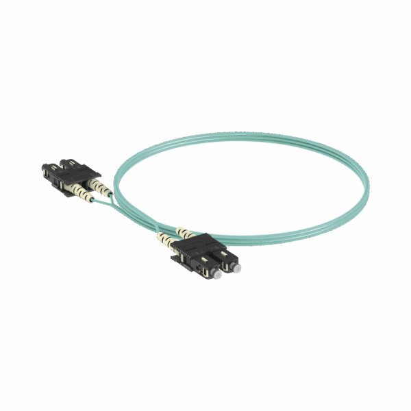 Jumper de Fibra Optica Multimodo 50/125 OM3, SC-SC Duplex, OFNR (Riser), Color Aqua, 2 Metros