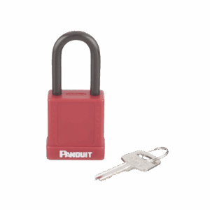 Candado de Bloqueo LOTO de Seguridad Dieléctrico, Con Llave Única, Diámetro de 6.5 mm, Color Rojo