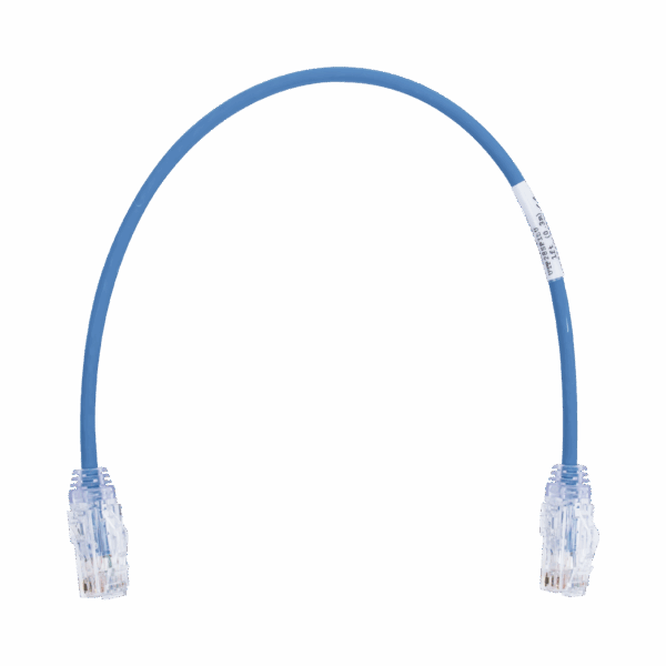 Cable de Parcheo TX6, UTP Cat6, Diámetro Reducido (28AWG), Color Azul, 1ft
