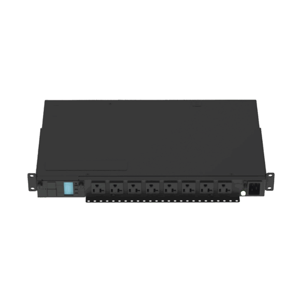 PDU Monitoreable (MI) para Distribución de Energía, Enchufe de Entrada NEMA 5-15P, Con 8 Salidas 5-20R, Horizontal 19in, 120 Vca, 15 Amp, 1UR