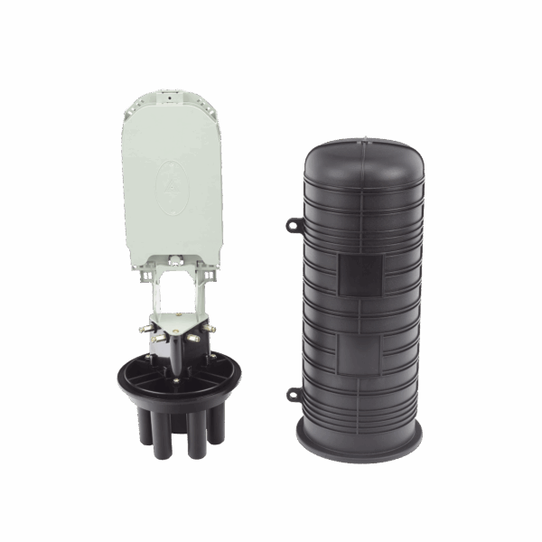 Caja de Distribución de Fibra Óptica Vertical tipo Domo, 48 empalmes (Expandible hasta 96 empalmes con charola LP-SCV-48-ST), Exterior, IP68