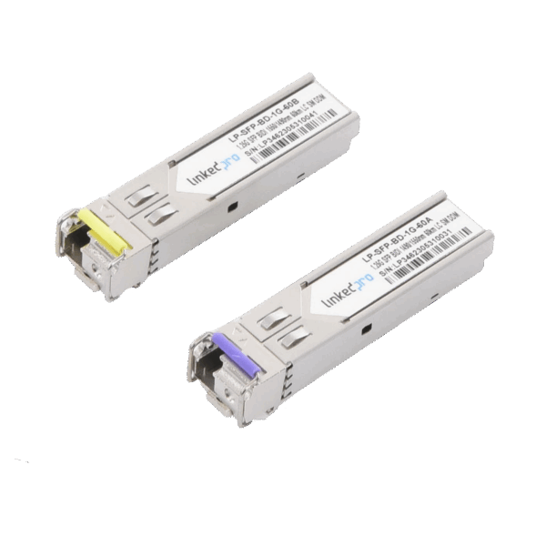 Transceptores Ópticos Bidireccionales SFP (Mini-Gbic) / Monomodo 1490 & 1550 nm / 1.25 Gbps / 1000BASE-BX / Conector LC/UPC Simplex / DDM / Hasta 60 km / 2 Piezas