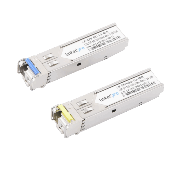 Transceptores Ópticos Bidireccionales SFP (Mini-Gbic) / Monomodo 1310 & 1550 nm / 1.25 Gbps / 1000BASE-BX / Conector LC/UPC Simplex / DDM / Hasta 40 km / 2 Piezas