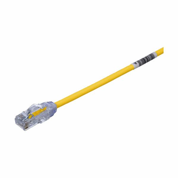 Cable de Parcheo UTP Cat6A, CM/LSZH, Diámetro Reducido (28AWG), Color Amarillo, 1ft