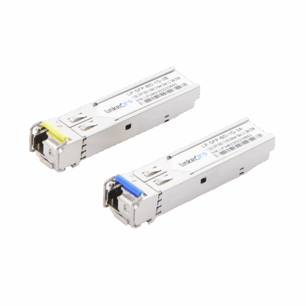 Transceptores Ópticos Bidireccionales SFP (Mini-Gbic) / Monomodo 1310 & 1550 nm / 1.25 Gbps / 1000BASE-BX / Conector LC/UPC Simplex / DDM / Hasta 3 km / 2 Piezas