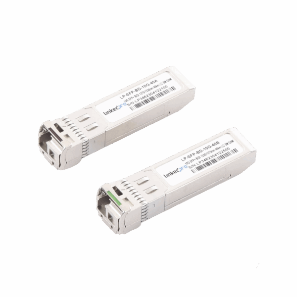 Transceptores Ópticos Bidireccionales SFP+ (Mini-Gbic) / Monomodo 1270 & 1330 nm / 10 Gbps / 1000BASE-BX / Conector LC/UPC Simplex / DDM / Hasta 40 km / 2 Piezas