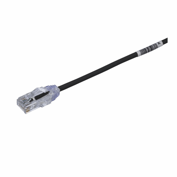 Cable de Parcheo TX6, UTP Cat6, Diámetro Reducido (28AWG), Color Negro, 0.5 m