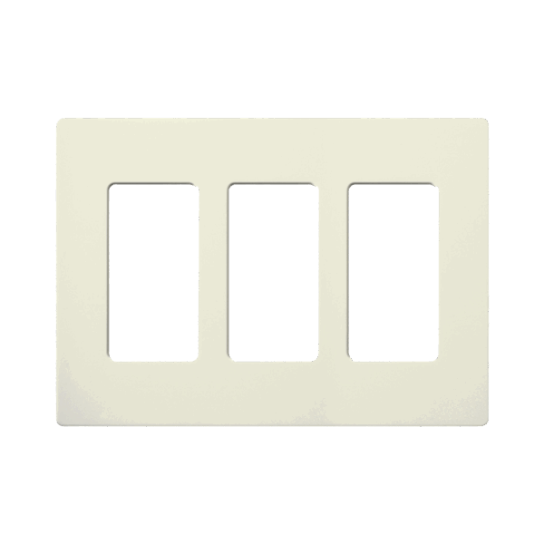 Placa de pared 3 espacios, color blanco, para atenuador (dimmer), switch ó control remoto PICO inalámbrico.