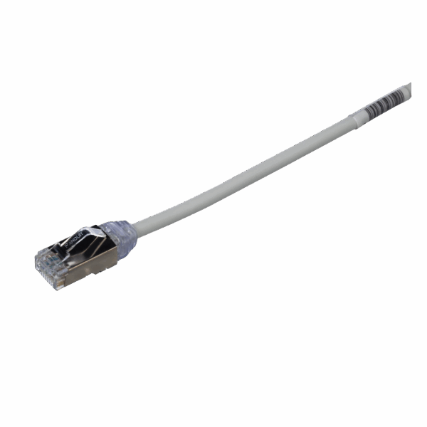 Patch Cord Cat6A, Diametro Reducido 28 AWG, Blindado S/FTP, CM/LS0H, 20 cm, Color Gris