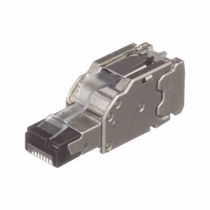 Plug RJ45 Blindado, Instalación Recta, Terminación en Campo Certificable, Compatible con Cat5e, Cat6 y Cat6A, Color Plata, Paquete de 10 Piezas