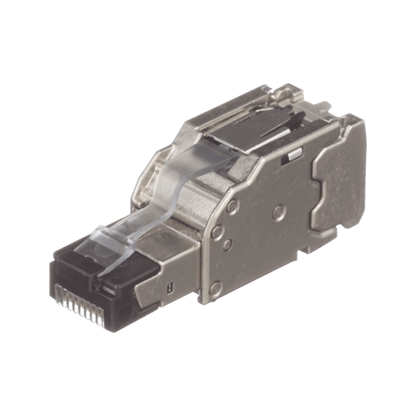 Plug RJ45 Blindado, Instalación Recta, Terminación en Campo Certificable, Compatible con Cat5e, Cat6 y Cat6A, Color Plata, Paquete de 10 Piezas