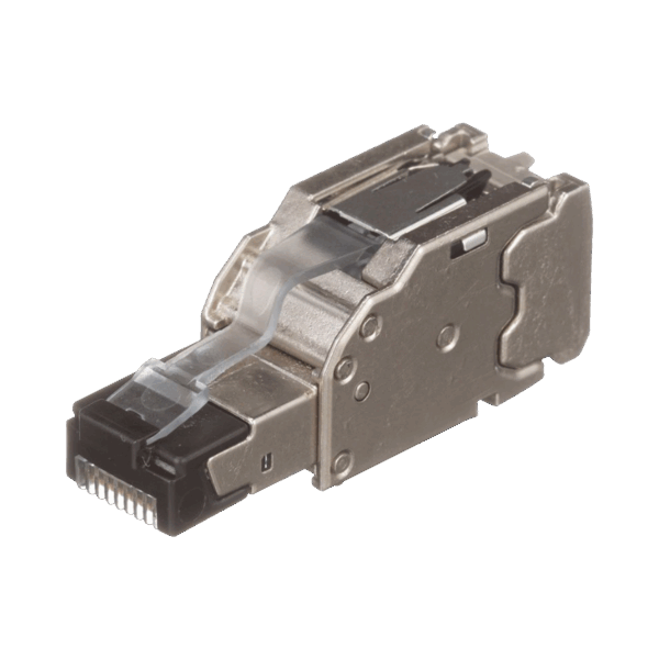 Plug RJ45 Blindado, Instalación Recta, Terminación en Campo Certificable, Compatible con Cat5e, Cat6 y Cat6A, Color Plata