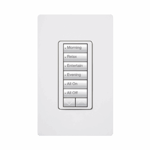 (RadioRA2) Teclado Seetouch Hibrido 6 botones, 2 botones subir/bajar, programe escenas diferentes en cada botón,puede instalarse en un interruptor de luz.
