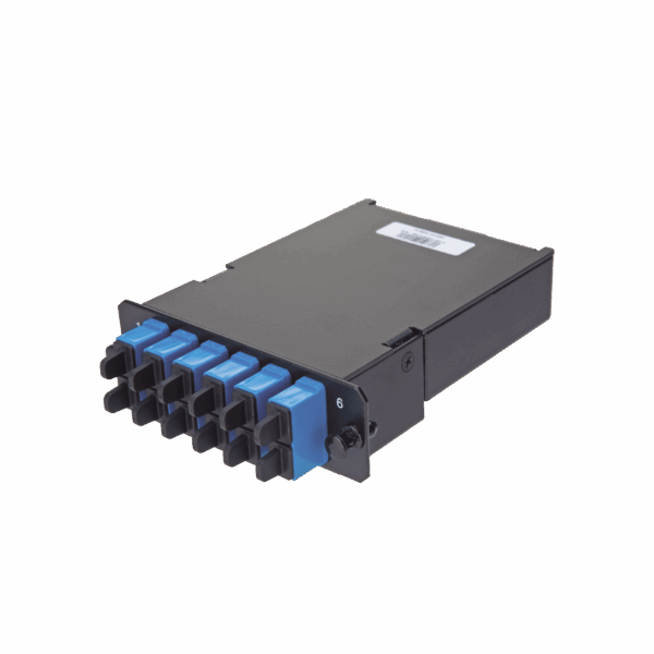 Placa Acopladora de Fibra Óptica FAP, Con 12 Pigtails y 6 Conectores LC Duplex (12 Fibras), Para Fibra Monomodo OS1/OS2, Color Azul
