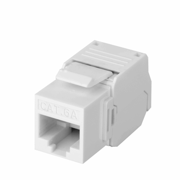 Módulo Jack Keystone Cat6A (toolless), con terminación en ángulo 180 º Color Blanco, Compatible con Faceplate y Patchpanel Linkedpro
