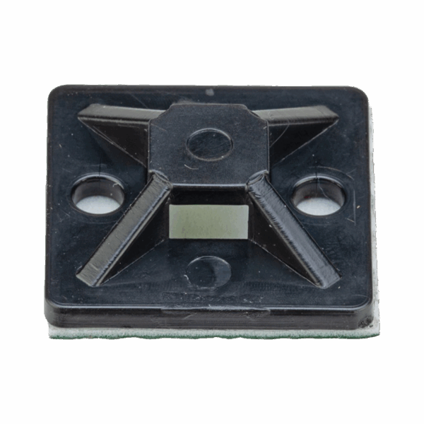 Montaje-Sujetador Adhesivo STRONGHOLD de 4 Vías de 3/4" x 3/4" x 1/4", Color Negro,  Nylon 6.6 Retardante de Llamas V-2, Paquete de 100pz