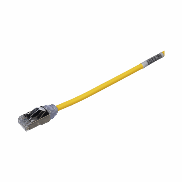 Patch Cord Cat6A, Diametro Reducido 28 AWG, Blindado S/FTP, CM/LS0H, 20 cm, Color Amarillo
