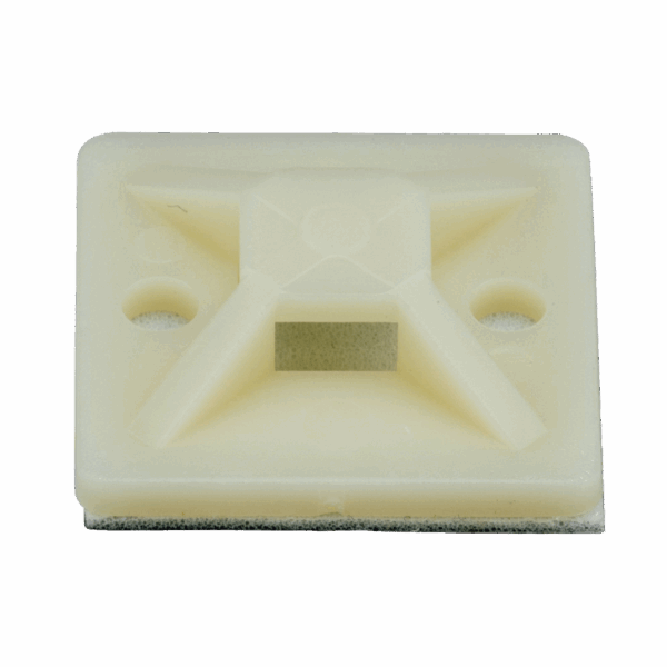 Montaje-Sujetador Adhesivo STRONGHOLD de 4 Vías de 3/4" x 3/4" x 1/4", Color Natural,  Nylon 6.6 Retardante de Llamas V-2, Paquete de 100pz