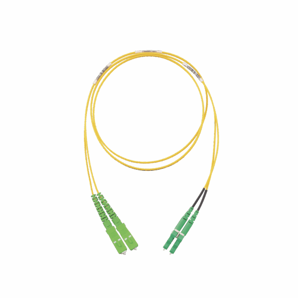 Jumper de Fibra Optica Monomodo 9/125 OS2, SC/APC-LC/APC Duplex, OFNR (Riser), Color Amarillo, 2 Metros